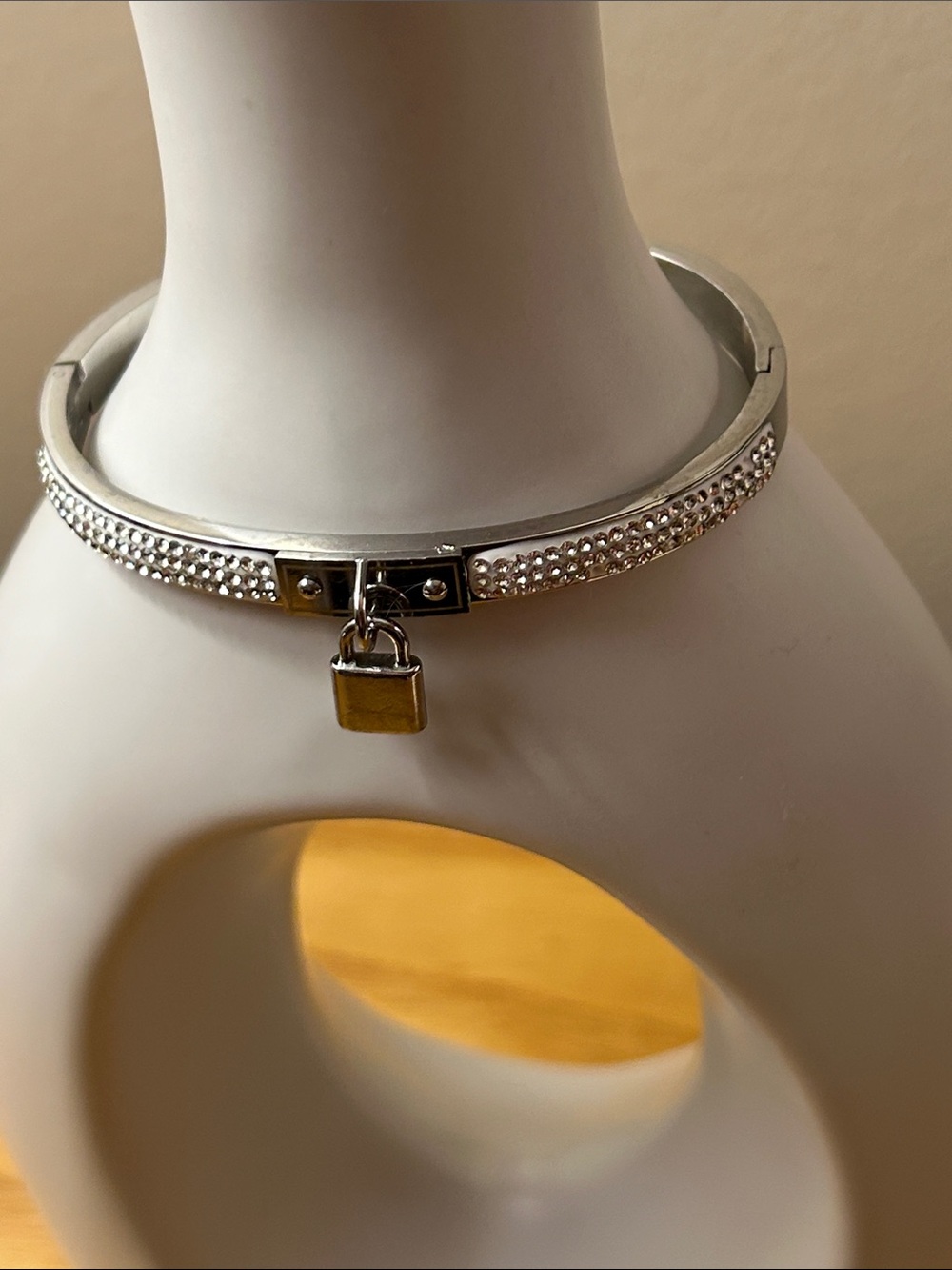Silver Crystal Pavé Padlock Bracelet - Women's Silver Bracelet stainless steel